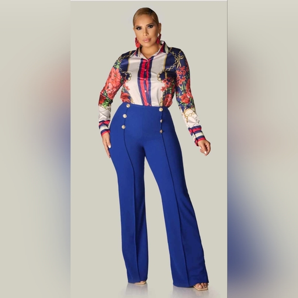 Fashion Nova High Waisted Dress Pants w/ Gold Button Details Sz 3X - Picture 2 of 8